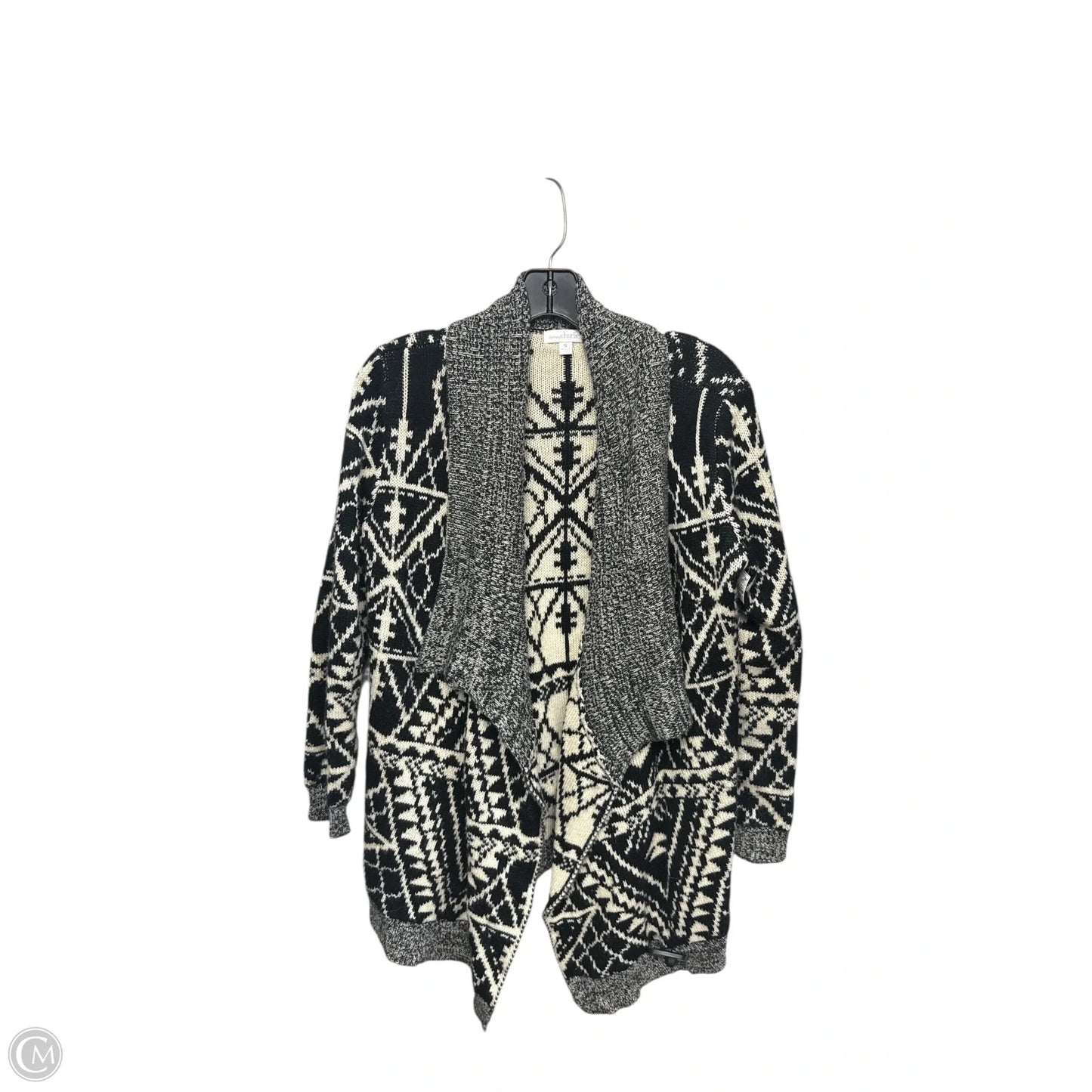 Sweater Cardigan By Charming Charlie In Black & Cream, Size: S