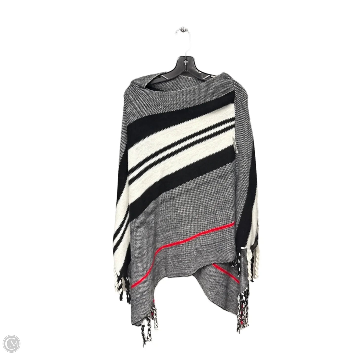 Poncho By Clothes Mentor In Black & White, Size: Osfm