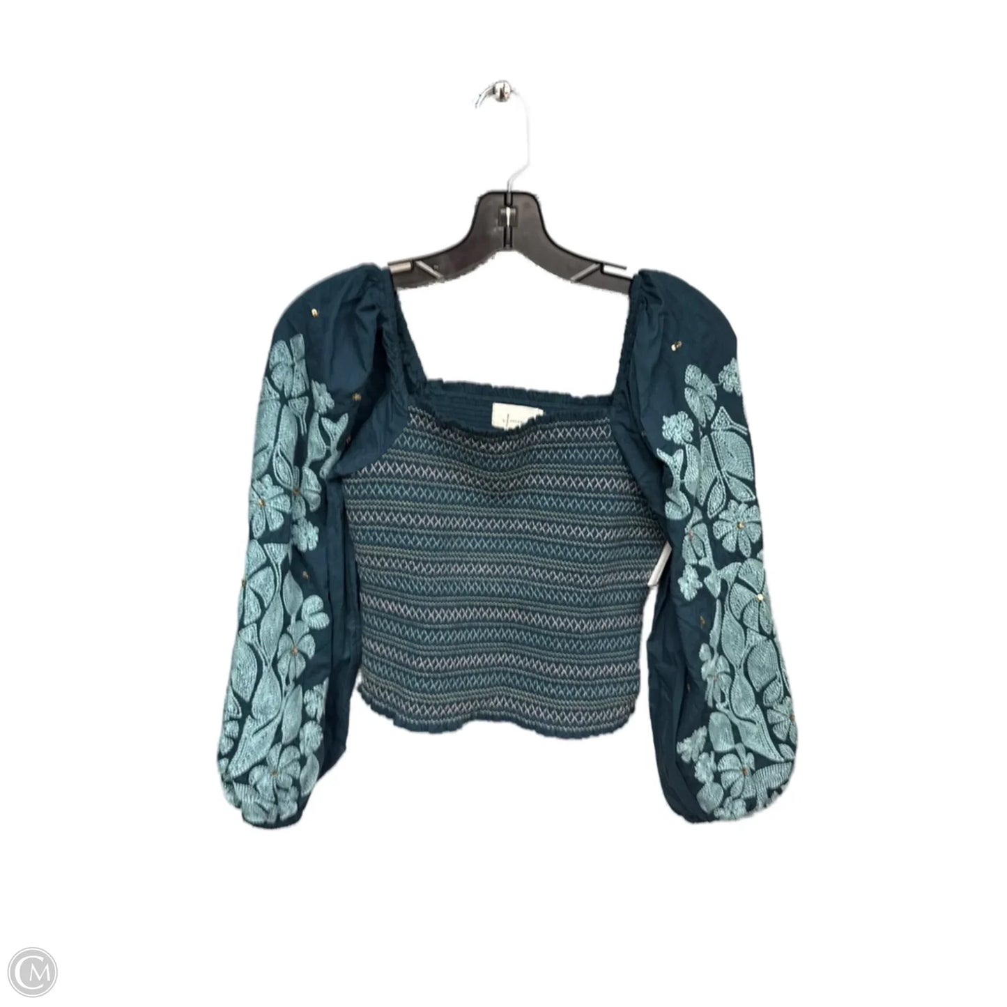 Top Long Sleeve By Anthropologie In Teal, Size: Xs