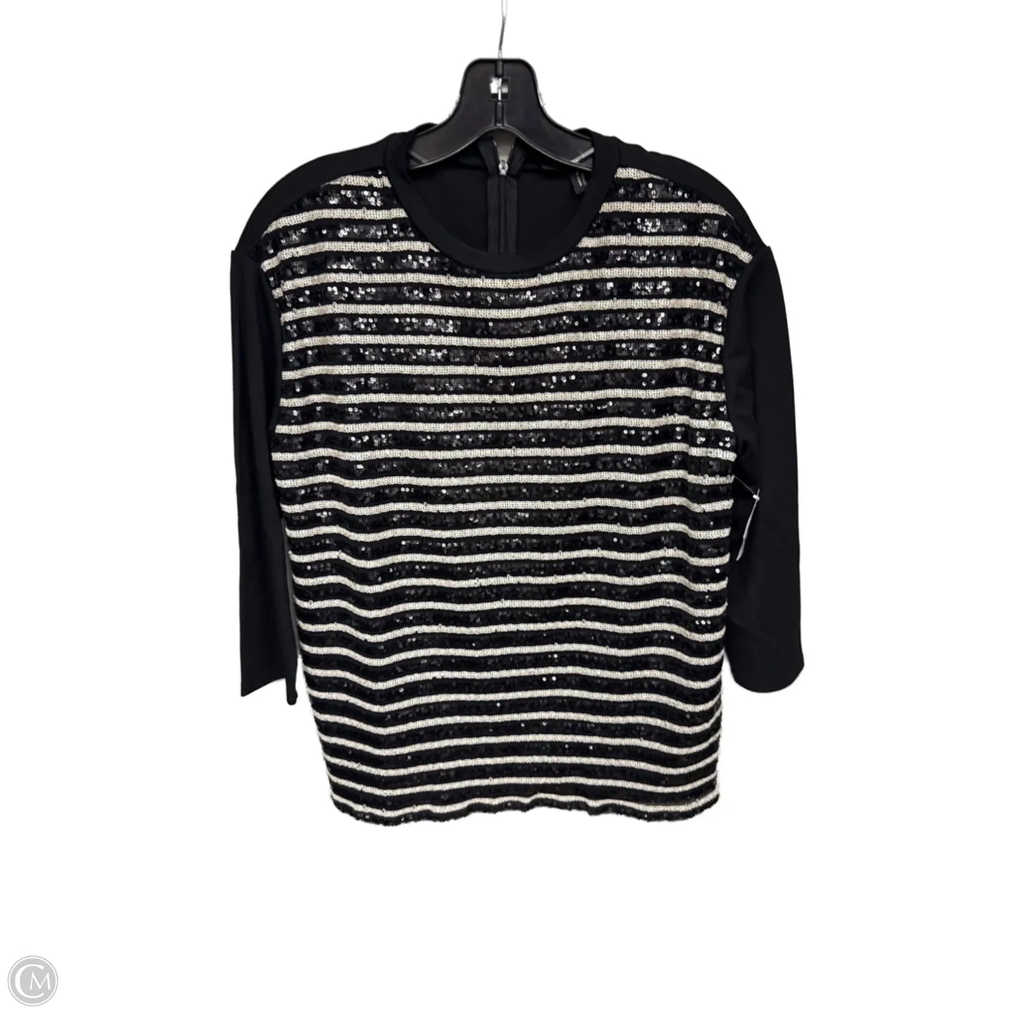 Top 3/4 Sleeve Designer By Max Mara In Striped Pattern