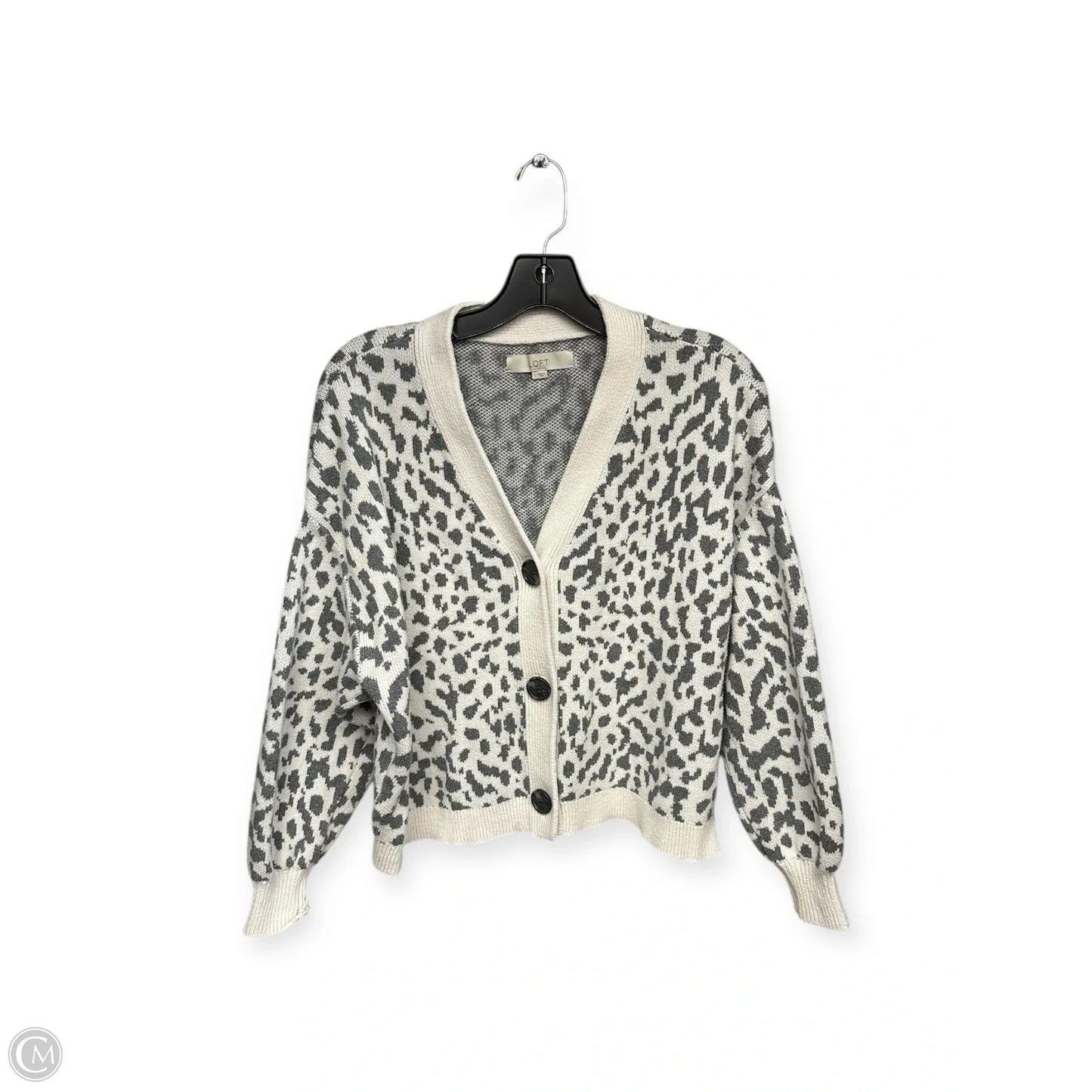 Sweater Cardigan By Loft In Animal Print, Size: L