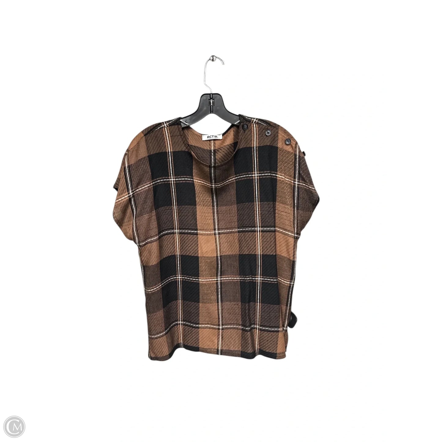 Top Short Sleeve By Clothes Mentor In Plaid Pattern, Size: L