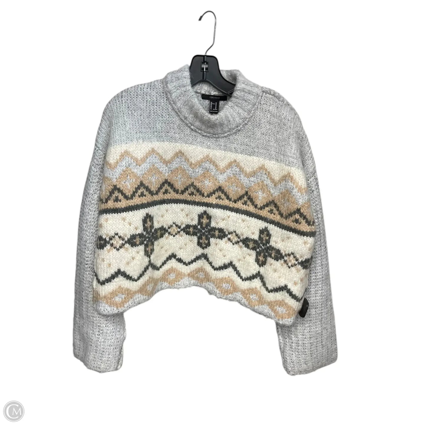 Sweater By Forever 21 In Grey & Tan, Size: M