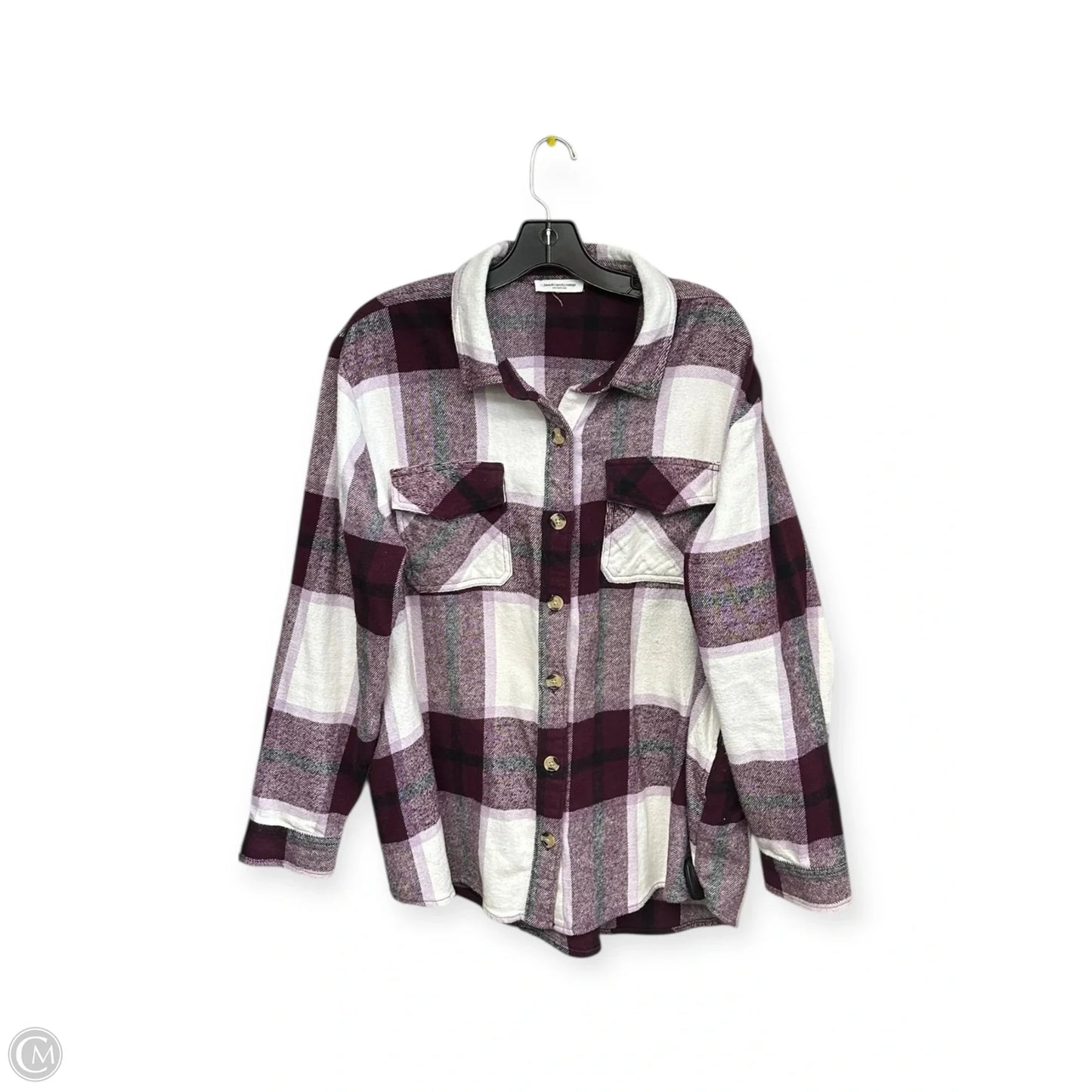 Jacket Shirt By Beachlunchlounge In Plaid Pattern, Size: L