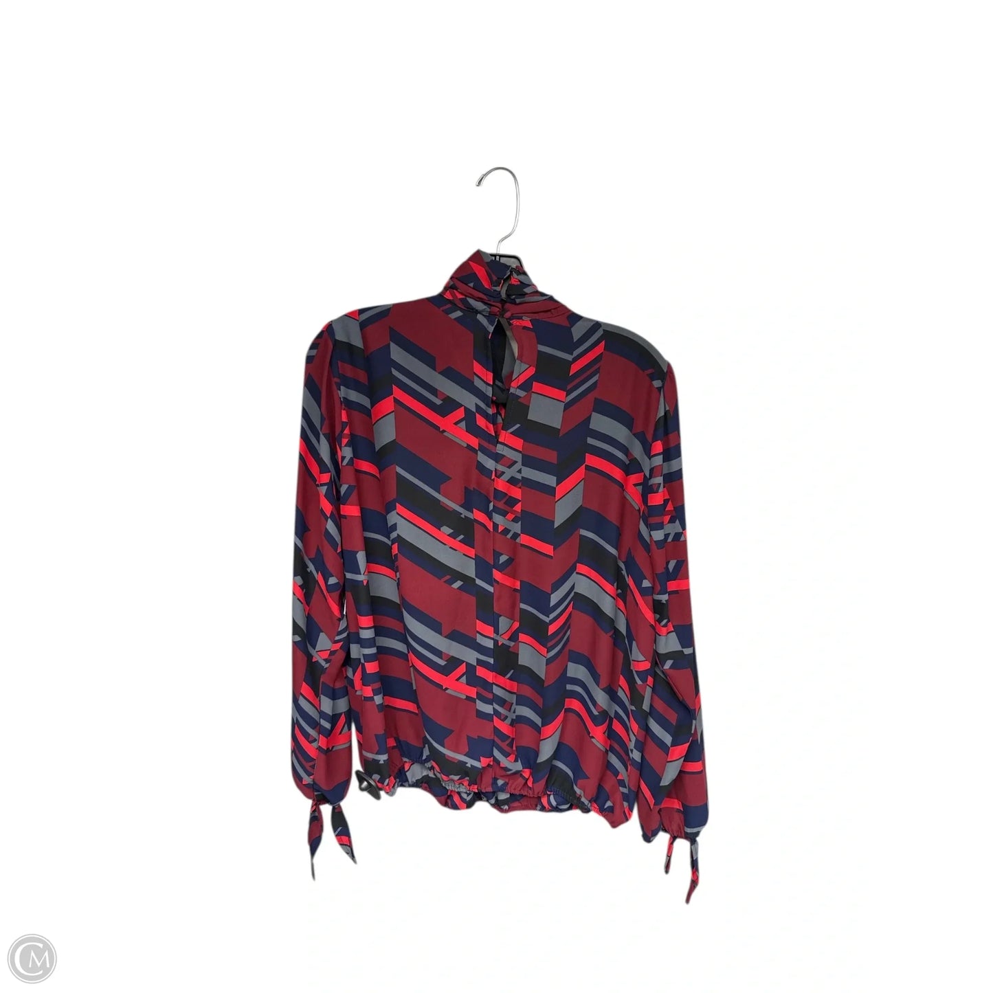 Blouse Long Sleeve By Allison Joy In Blue & Red, Size: L
