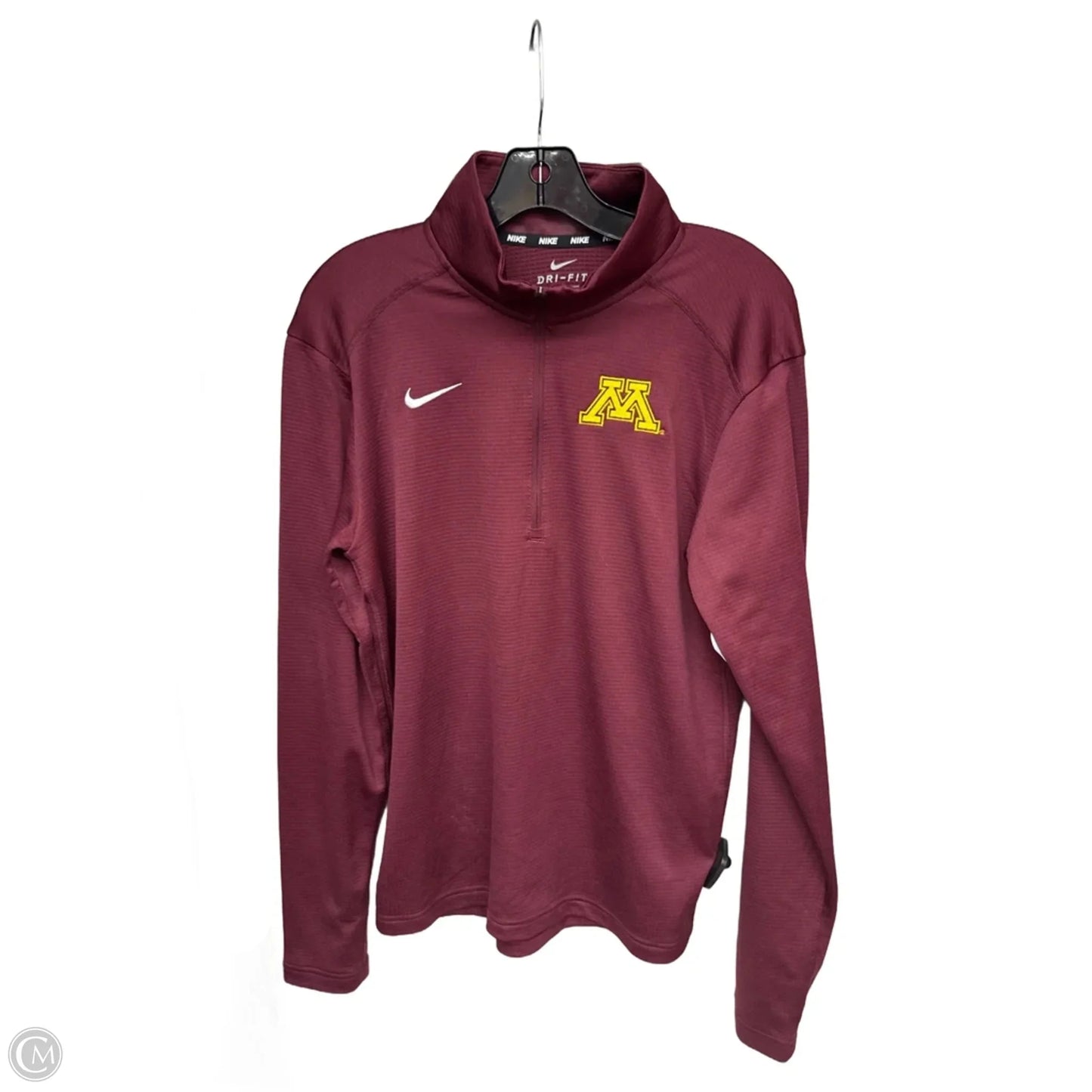 Athletic Top Long Sleeve Collar By Nike Apparel In Maroon, Size: S