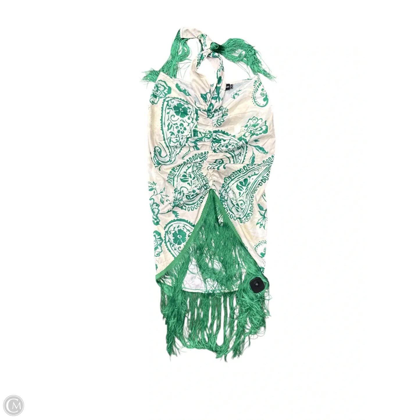 Dress Casual Midi By Pretty Little Thing In Cream & Green, Size: 4