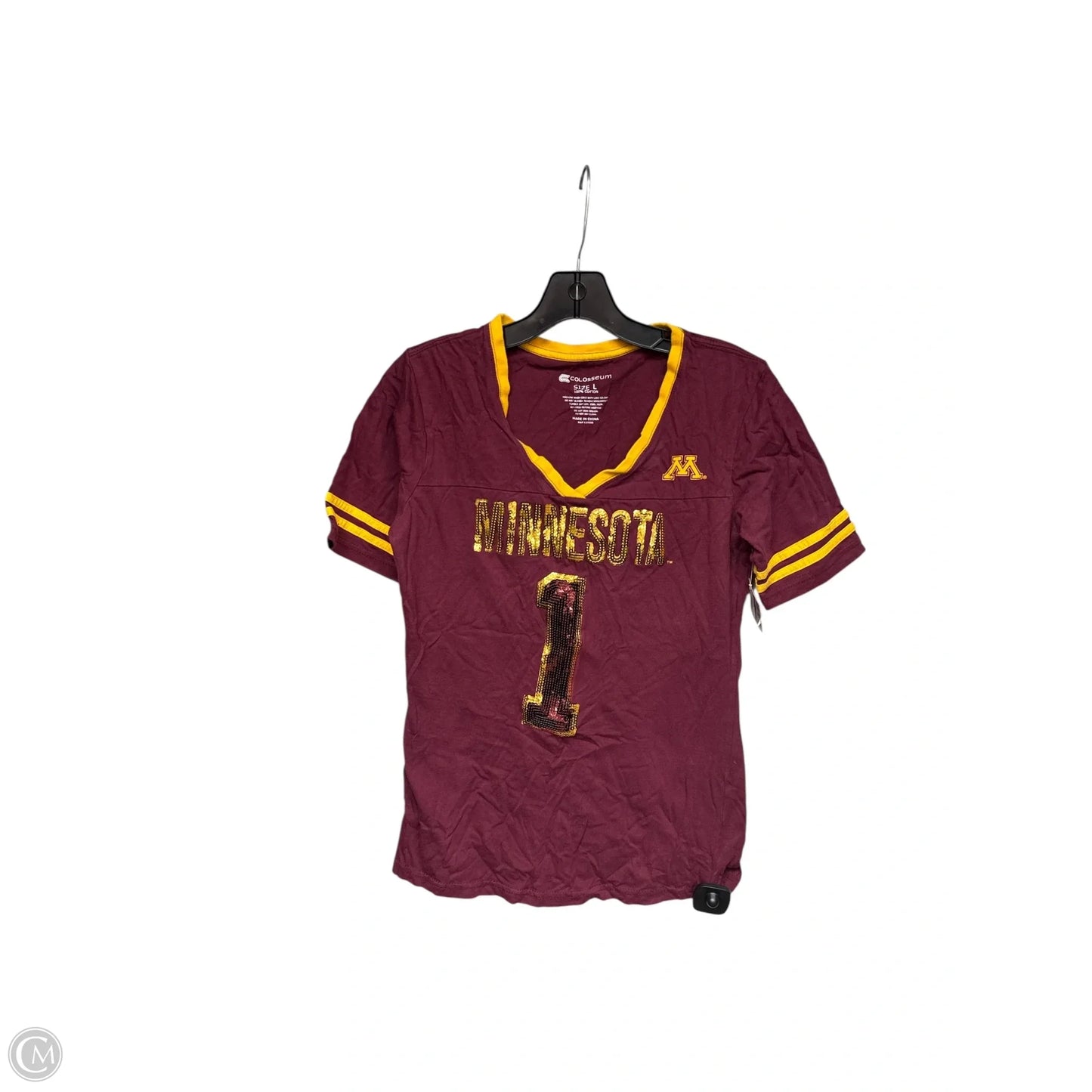 Athletic Top Short Sleeve By Colosseum In Red & Yellow, Size: L