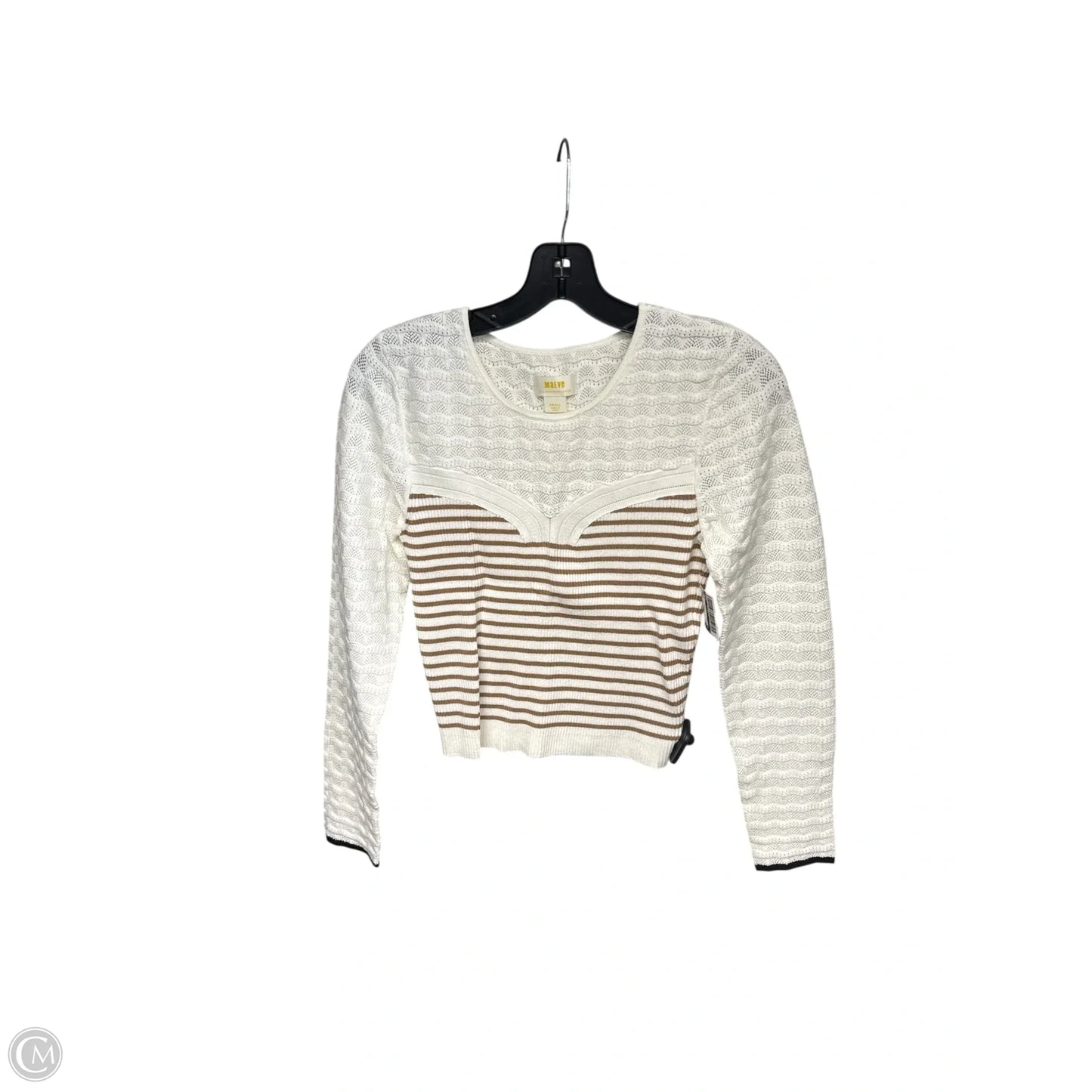 Top Long Sleeve By Maeve In Cream & Tan, Size: S