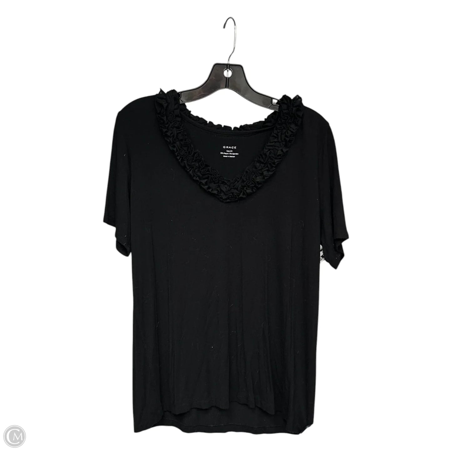 Top Short Sleeve By Grace In Black, Size: Xl