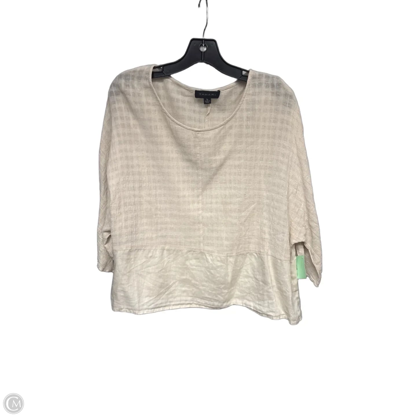 Top 3/4 Sleeve By Tahari In Beige, Size: L