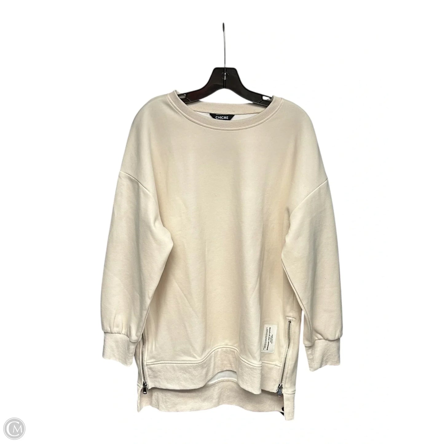 Sweatshirt Crewneck By Chicme In Cream, Size: L