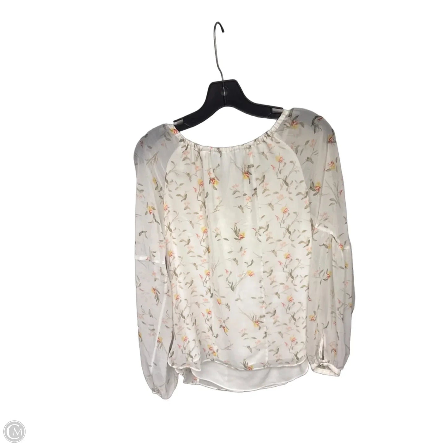 Blouse Long Sleeve By White House Black Market In White & Yellow, Size: 6