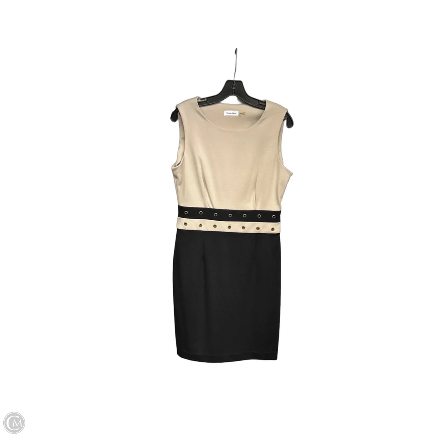 Dress Work By Calvin Klein In Black & Tan, Size: 10