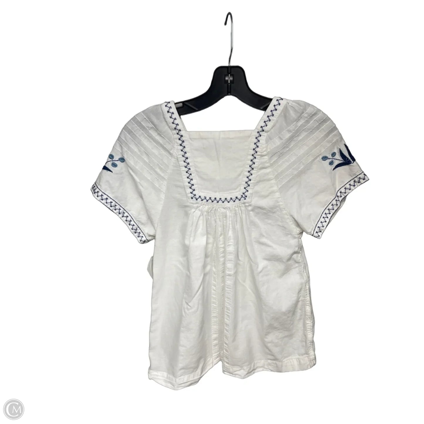 Top Short Sleeve By Madewell In Blue & White, Size: Xxs