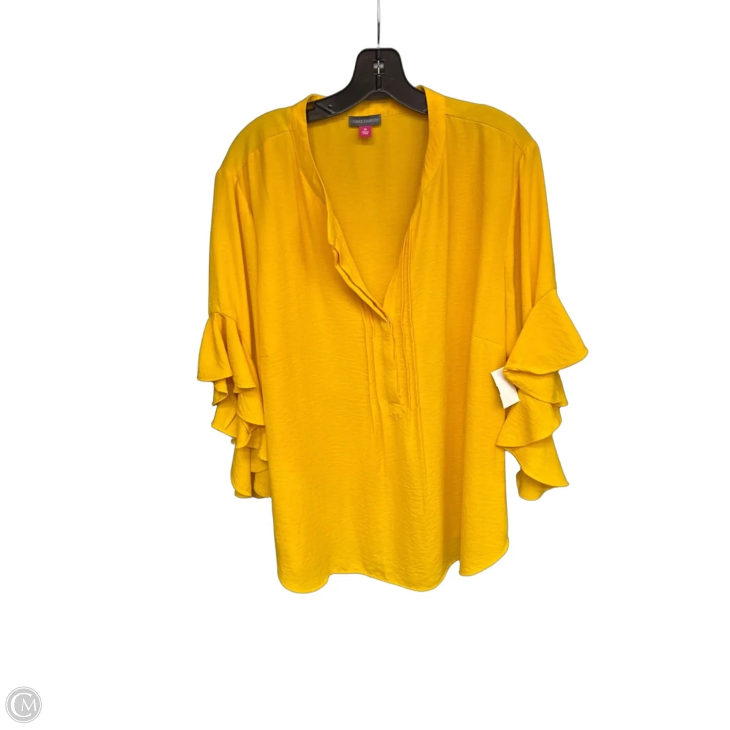 Top Short Sleeve By Vince Camuto In Yellow, Size: 3x