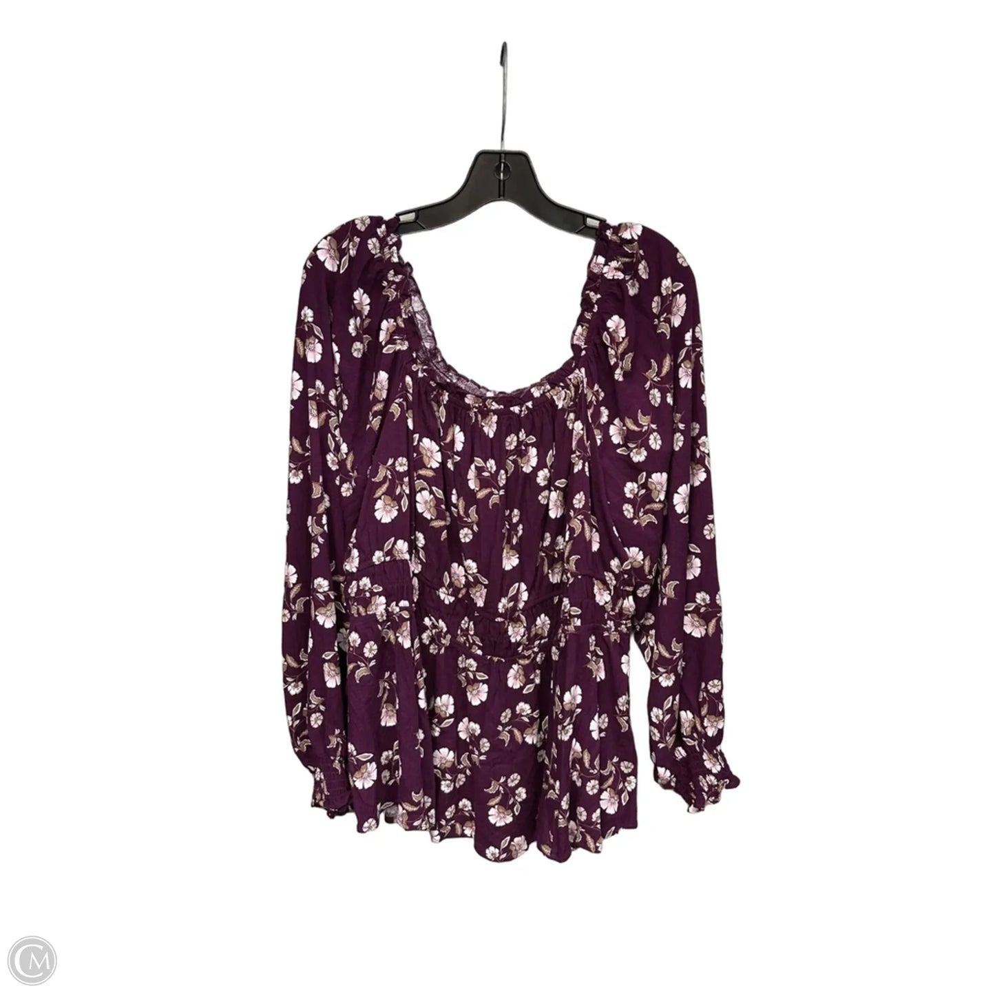 Top 3/4 Sleeve By Torrid In Purple & White, Size: 2x