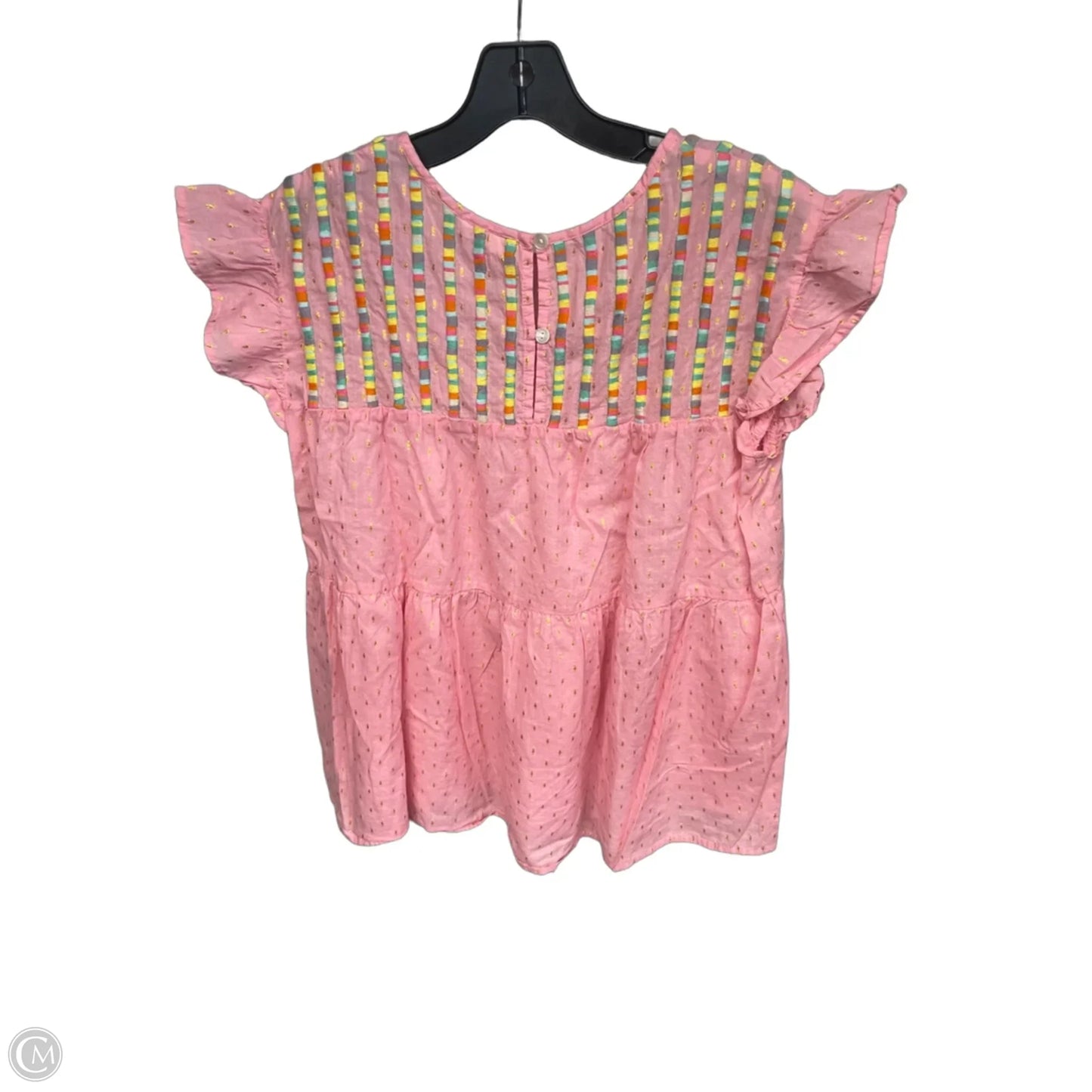 Top Short Sleeve By Ivy Jane In Pink & Yellow, Size: M