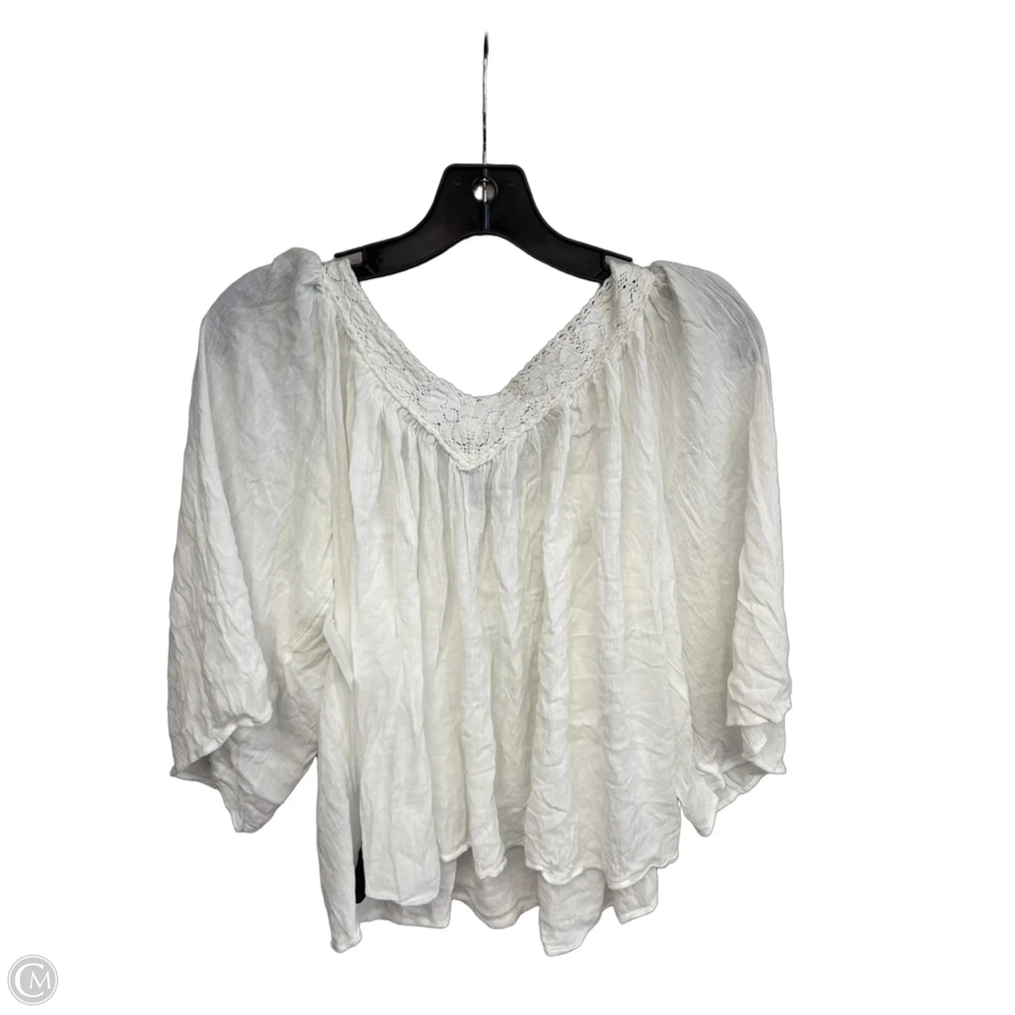Top 3/4 Sleeve By Chaps In White, Size: S
