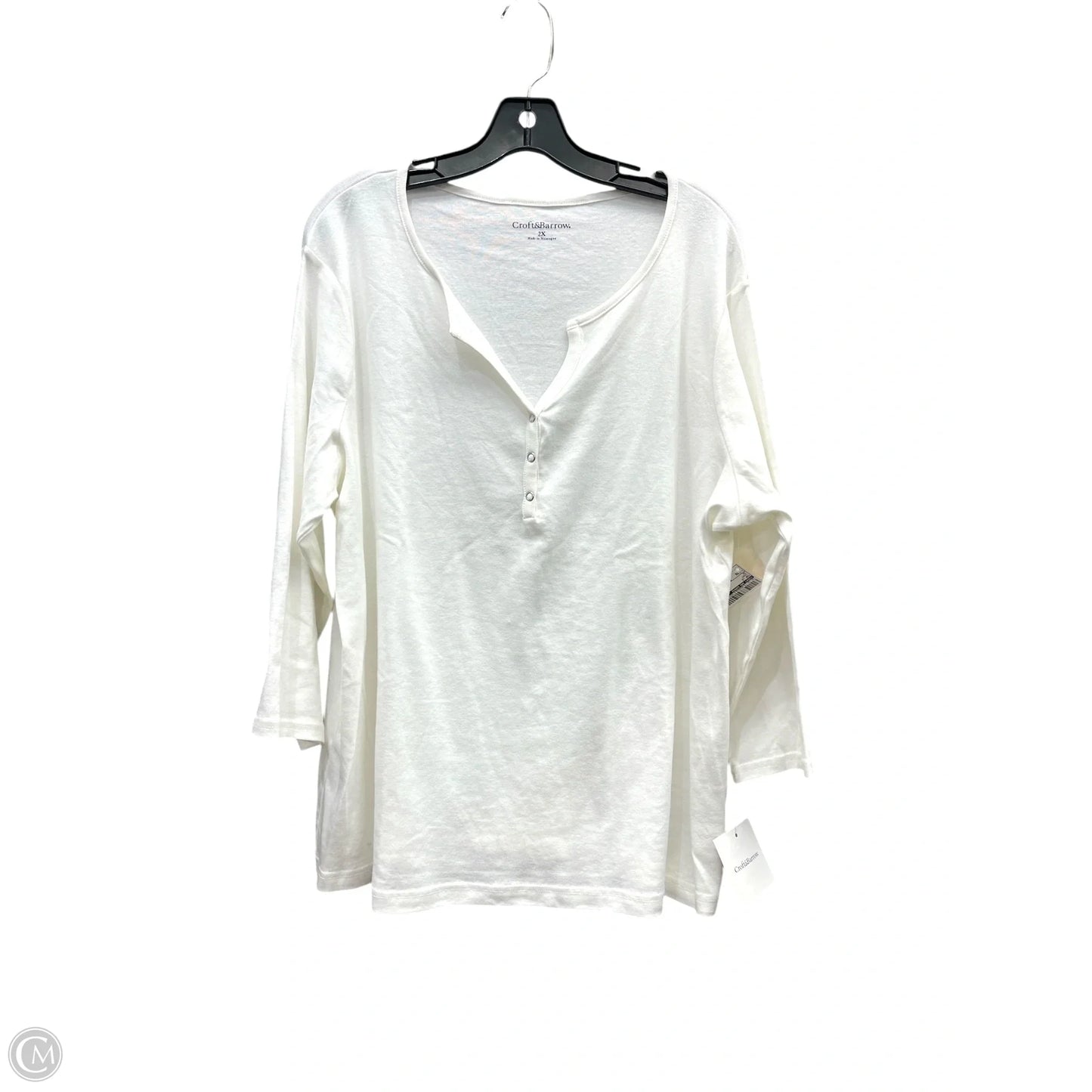 Top Long Sleeve By Croft And Barrow In Ivory, Size: 2x