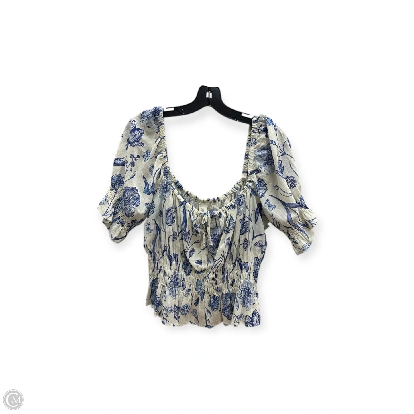 Top Short Sleeve By H&m In Blue & Cream, Size: L