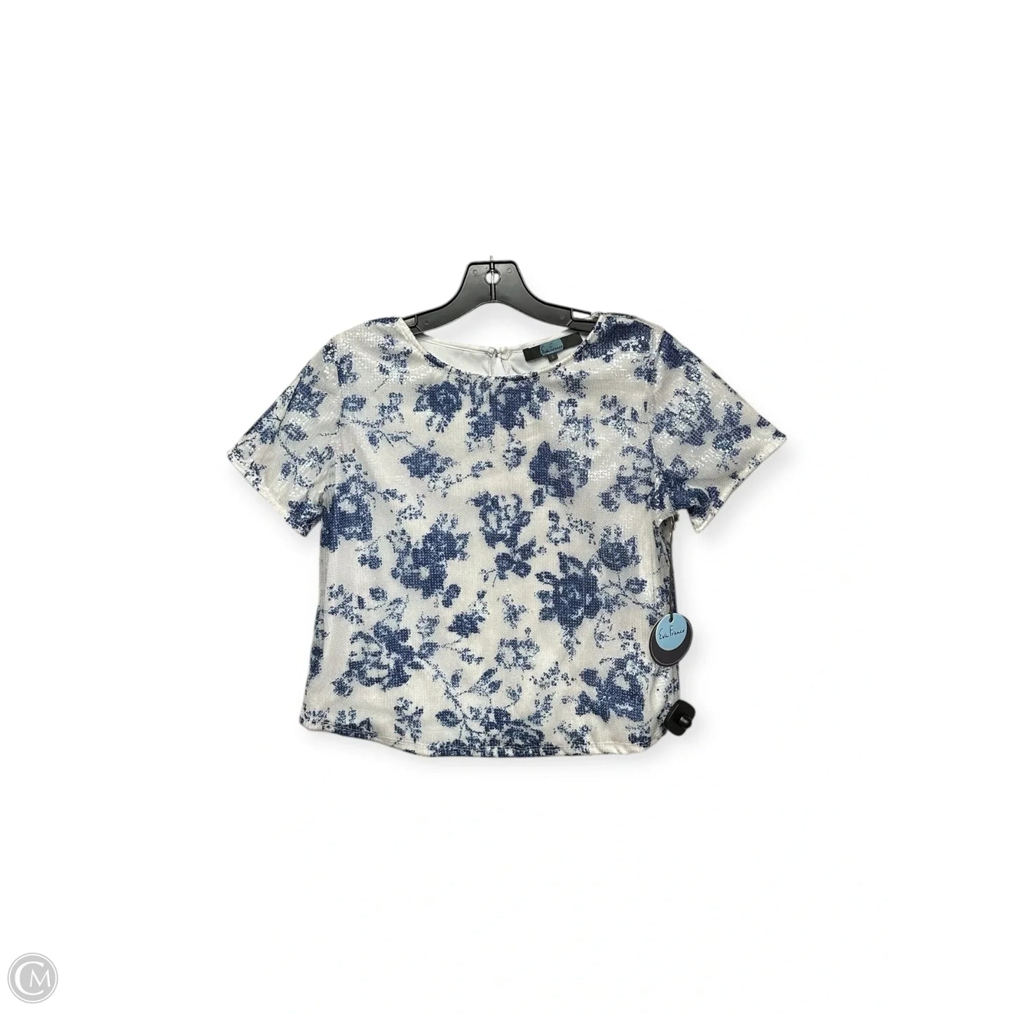 Top Short Sleeve By Eva Franco In Blue & White, Size: 6