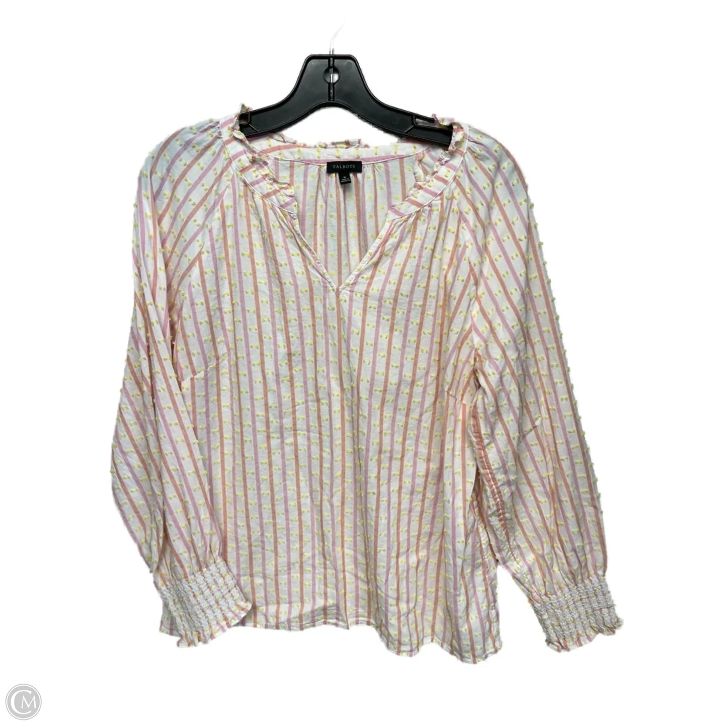 Top Long Sleeve By Talbots In Pink & Yellow, Size: M