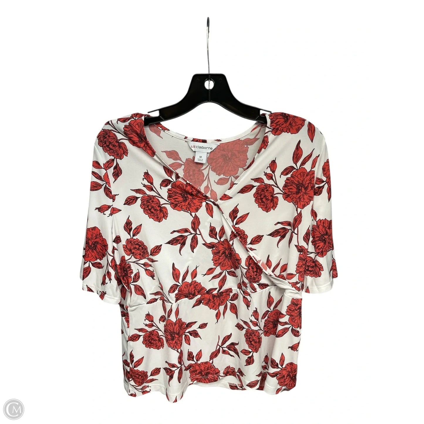 Top Short Sleeve By Liz Claiborne In Floral Print, Size: M