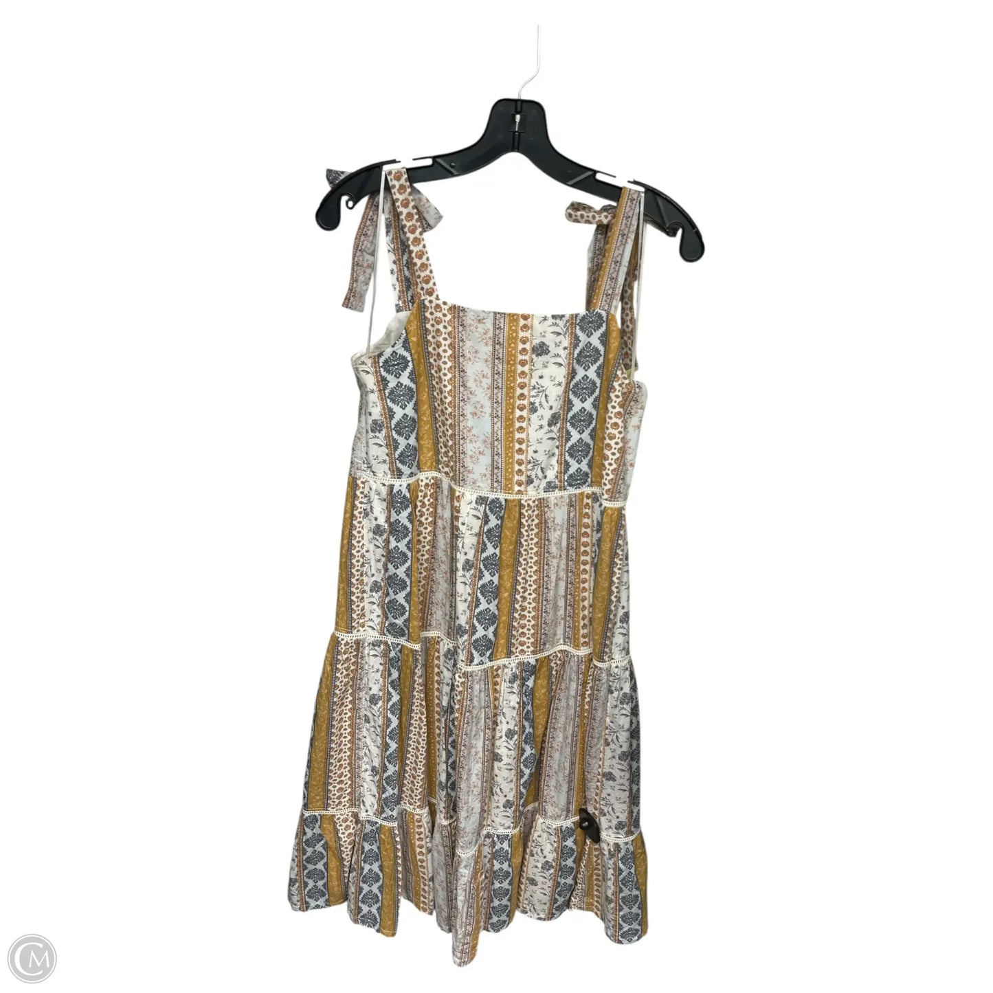 Dress Casual Maxi By Lucky Brand In White & Yellow, Size: S