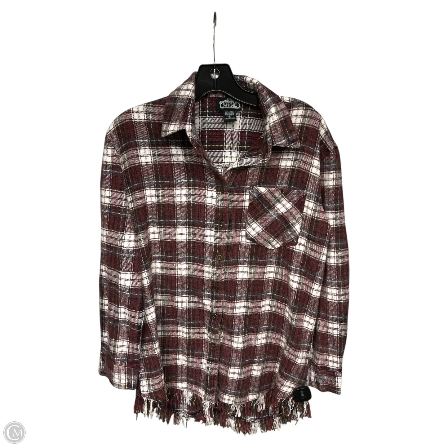 Top Long Sleeve By Angie In Plaid Pattern, Size: S