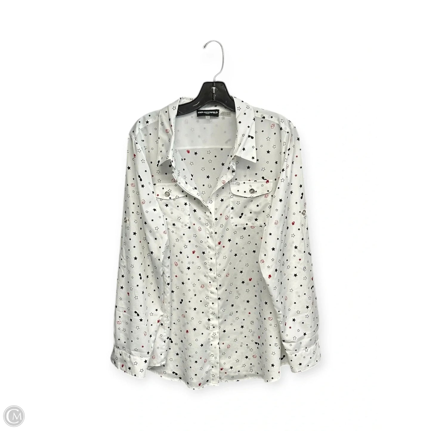Top Long Sleeve Designer By Karl Lagerfeld In White, Size: Xl