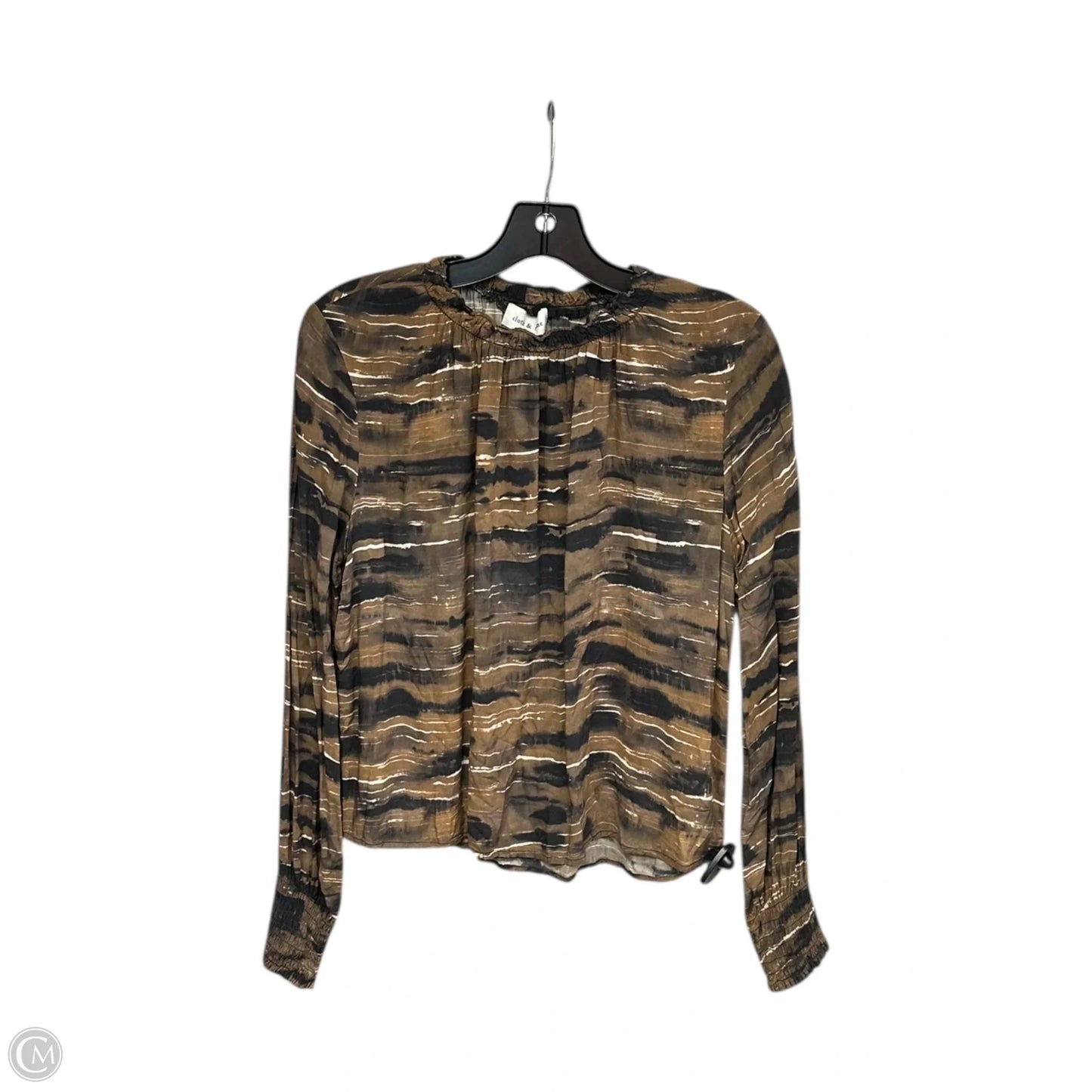 Top Long Sleeve By Cloth & Stone In Black & Brown, Size: M