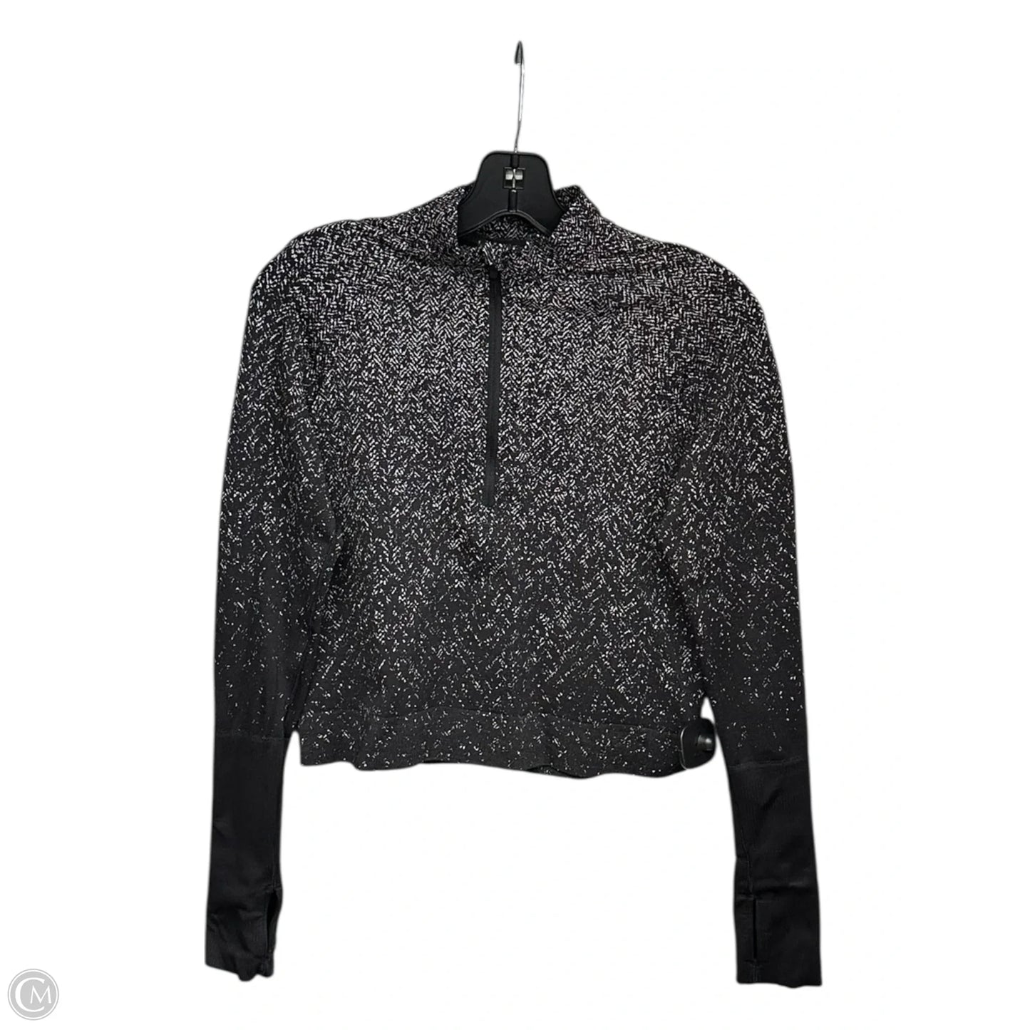 Athletic Top Long Sleeve Collar By Lululemon In Black & Grey, Size: 6