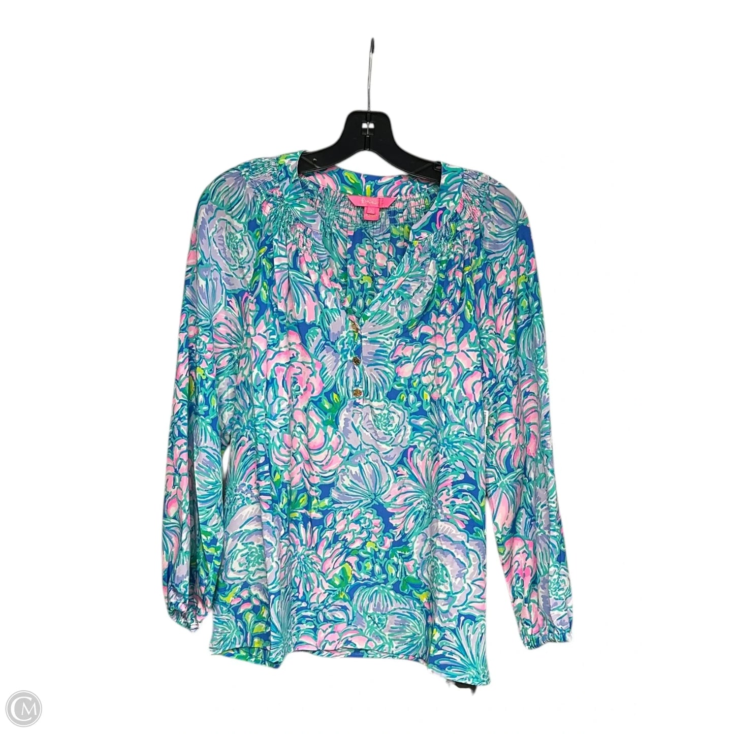 Top Long Sleeve By Lilly Pulitzer In Blue & Pink, Size: S