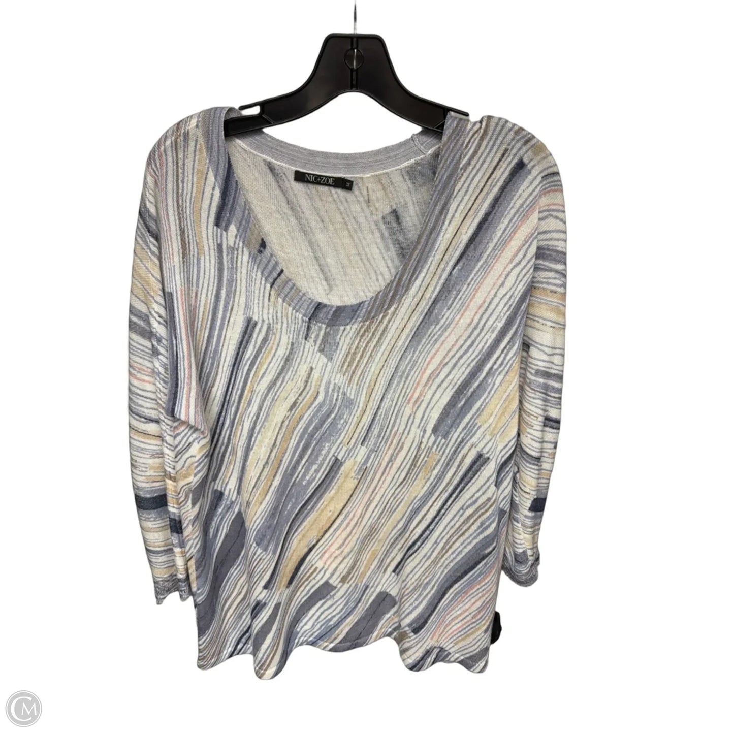 Top Long Sleeve By Nic + Zoe In Blue & White, Size: M