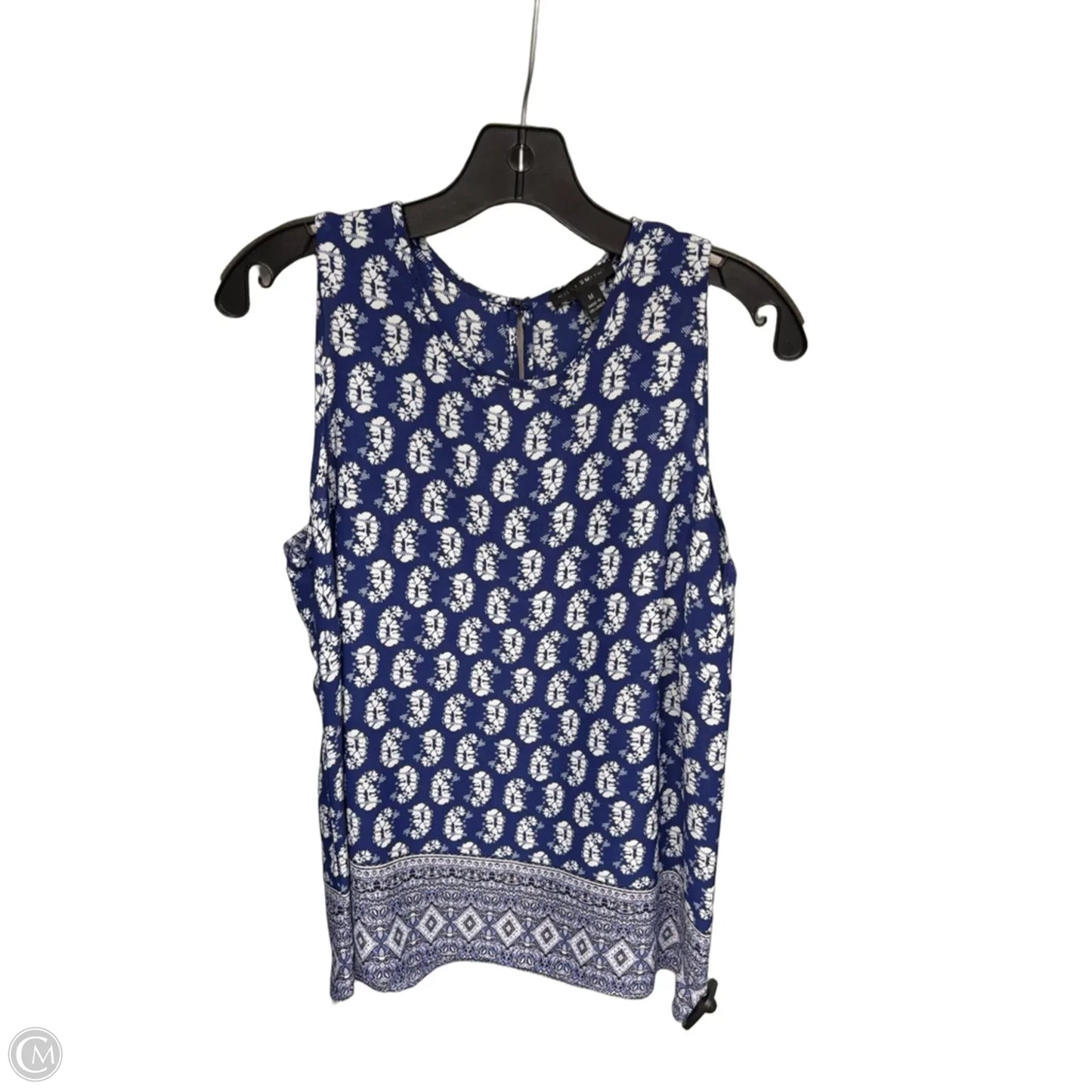 Top Sleeveless By Willi Smith In Blue & White, Size: M