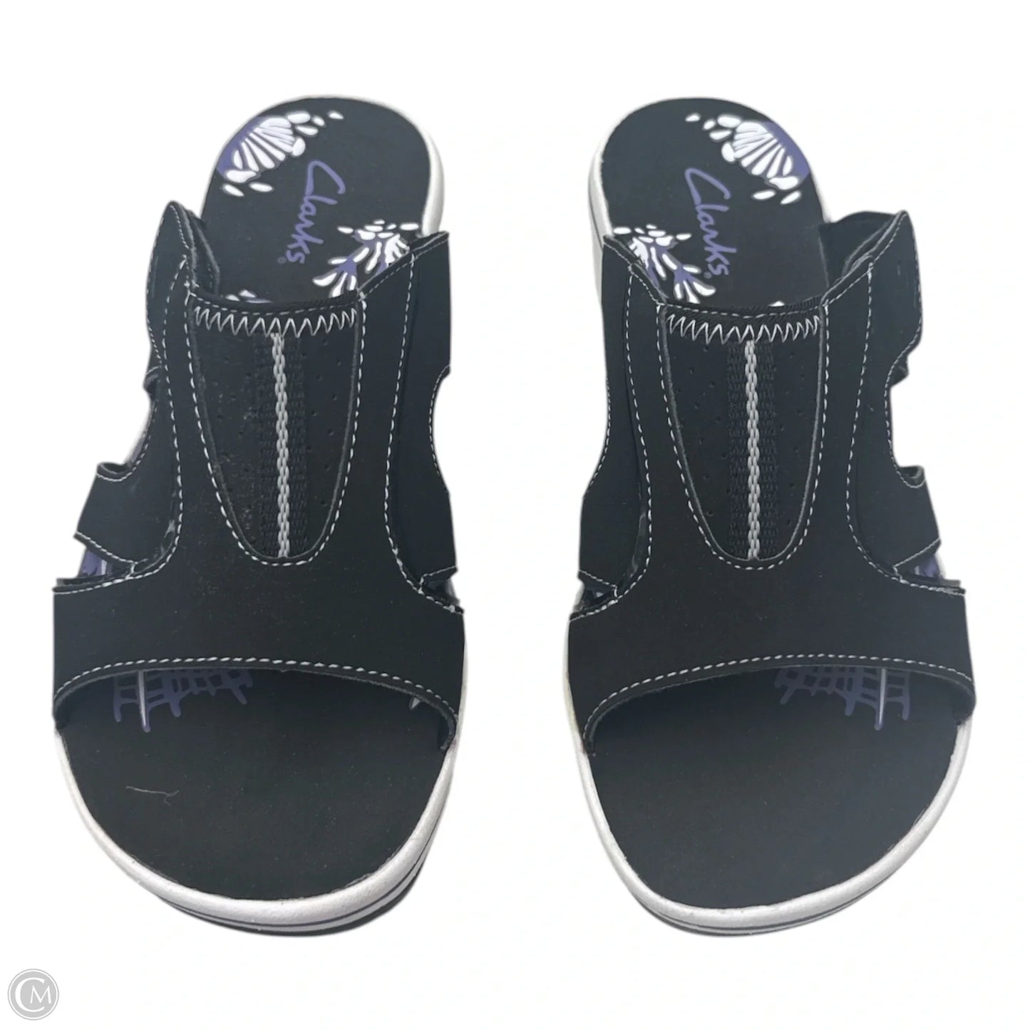 Shoes Heels Wedge By Clarks In Black & White, Size: 7