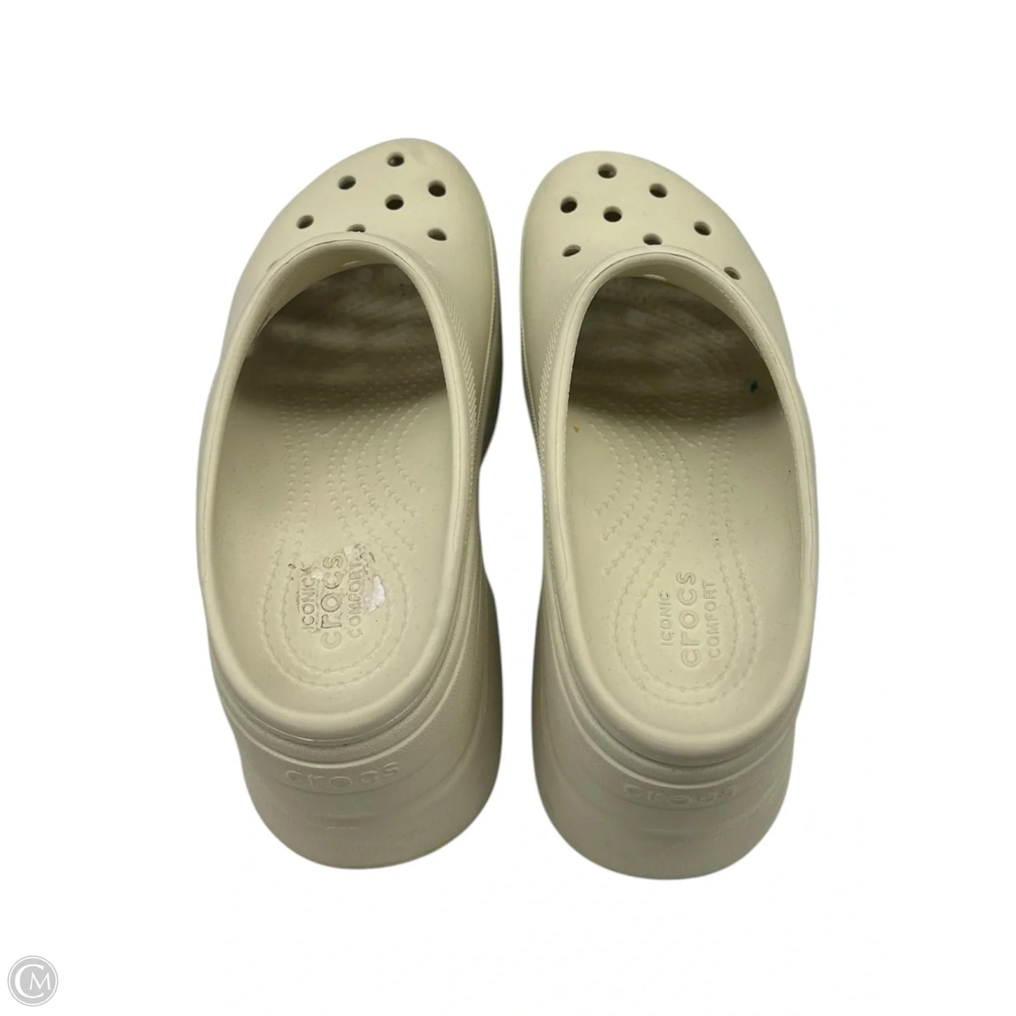 Shoes Heels Wedge By Crocs In Cream, Size: 7