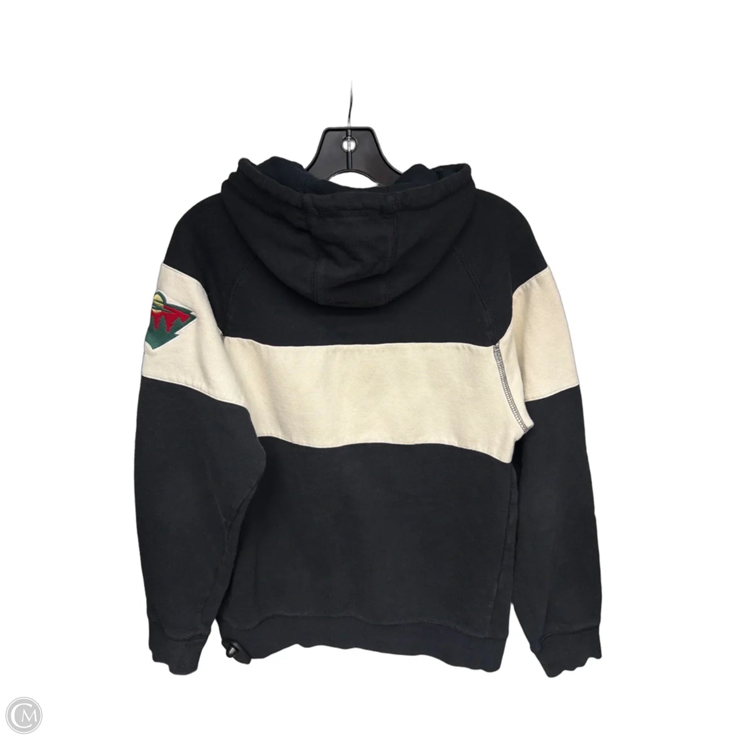 Athletic Sweatshirt Hoodie By Clothes Mentor In Black & White, Size: S