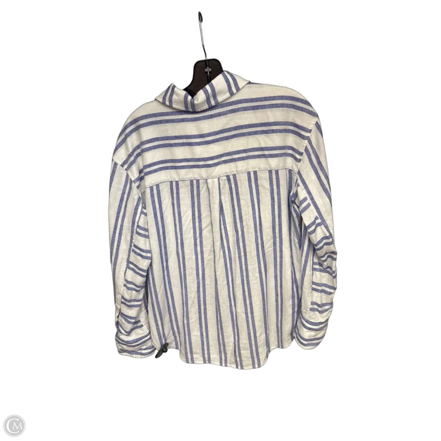 Top Long Sleeve By Caslon In Blue & White, Size: S