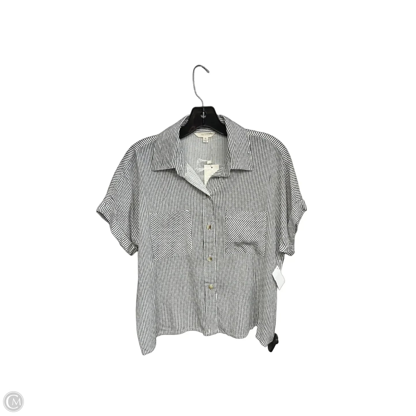 Top Short Sleeve By Sim & Sam In Black & White, Size: M