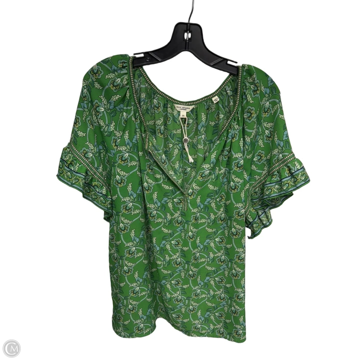Top Short Sleeve By Max Studio In Green, Size: 2x