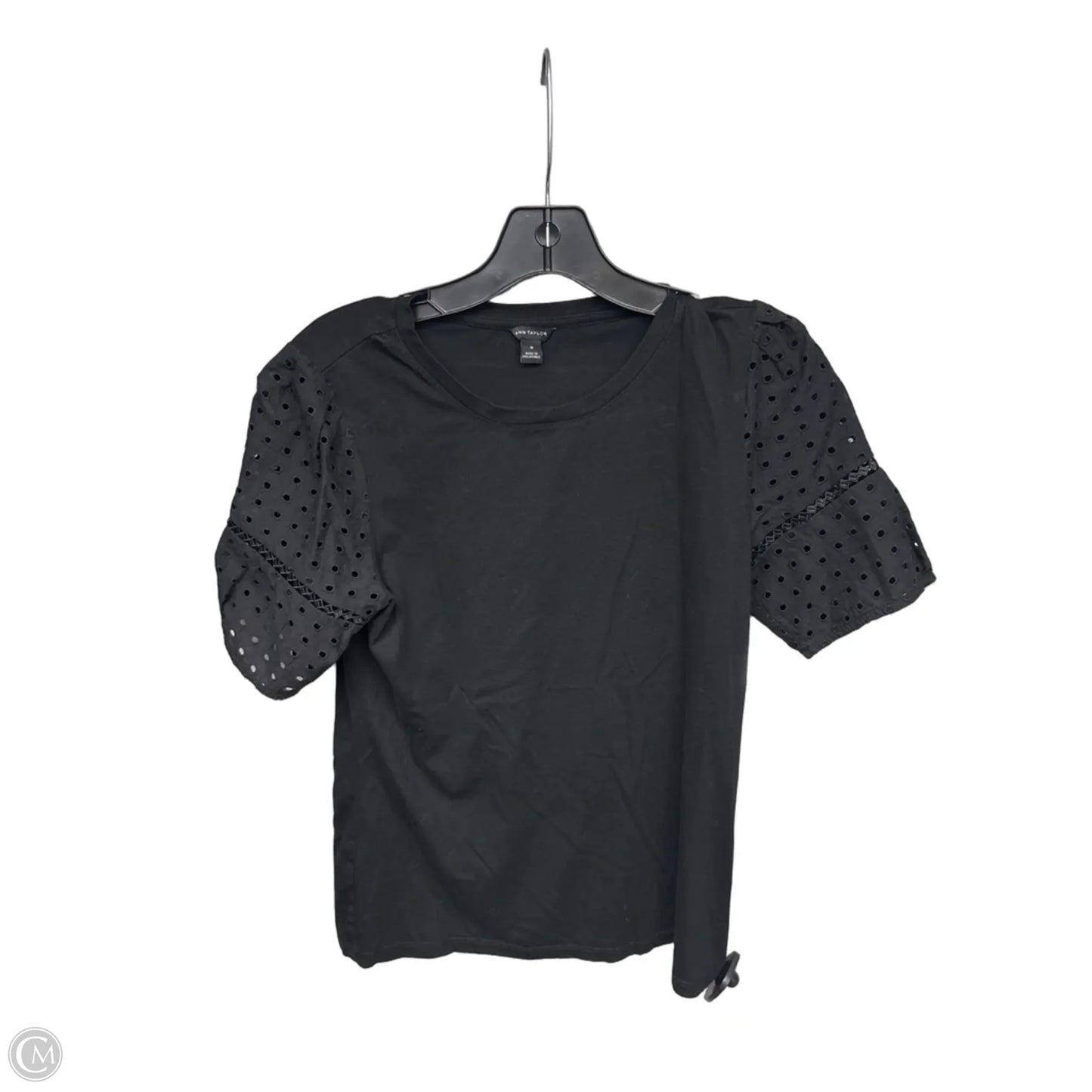 Top Short Sleeve By Ann Taylor In Black, Size: M