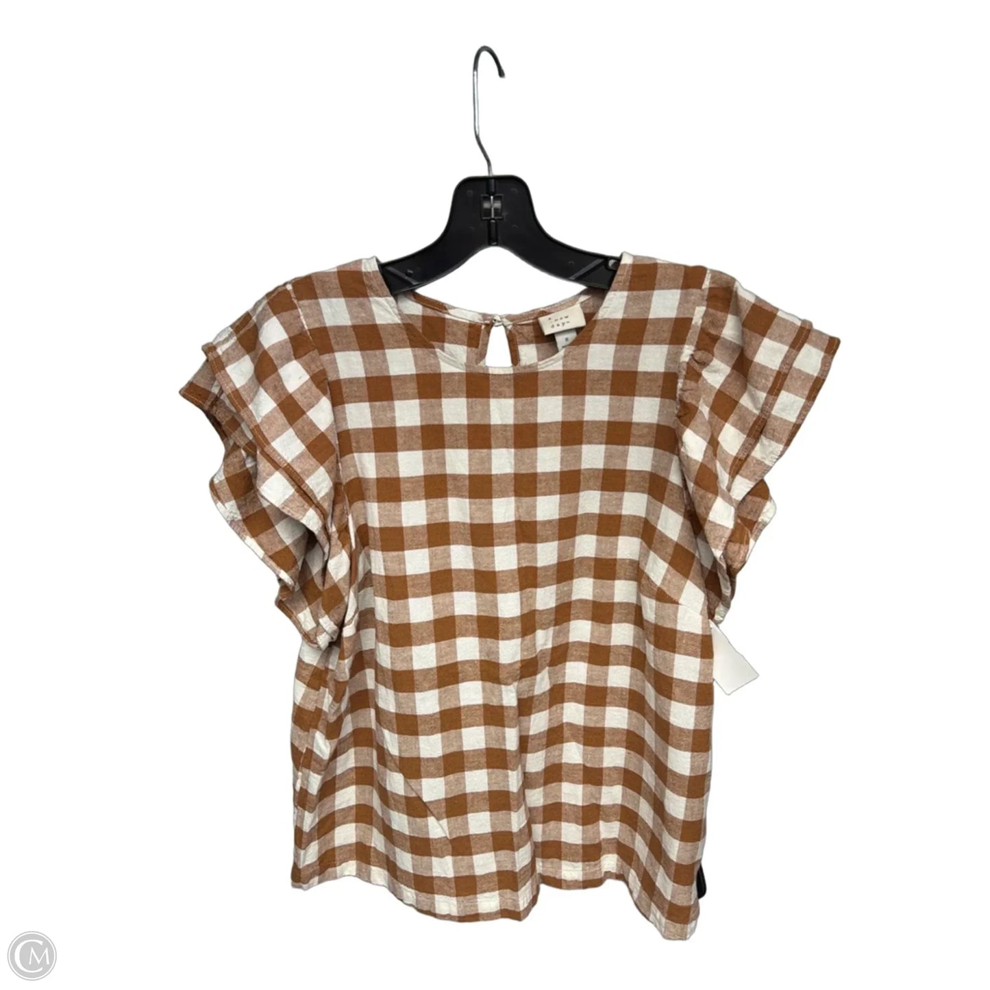 Top Short Sleeve By A New Day In Orange & White, Size: S