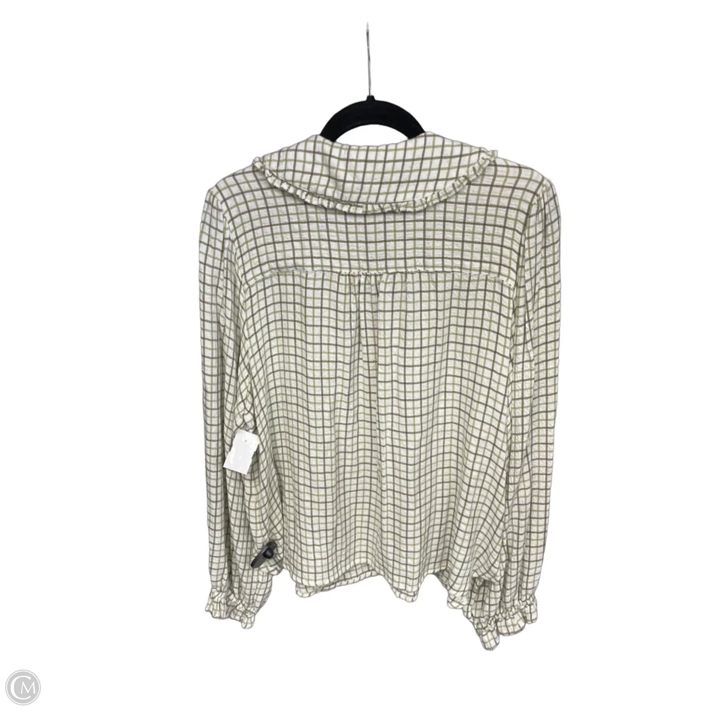 Top Long Sleeve By Pilcro In Green & White, Size: Xl