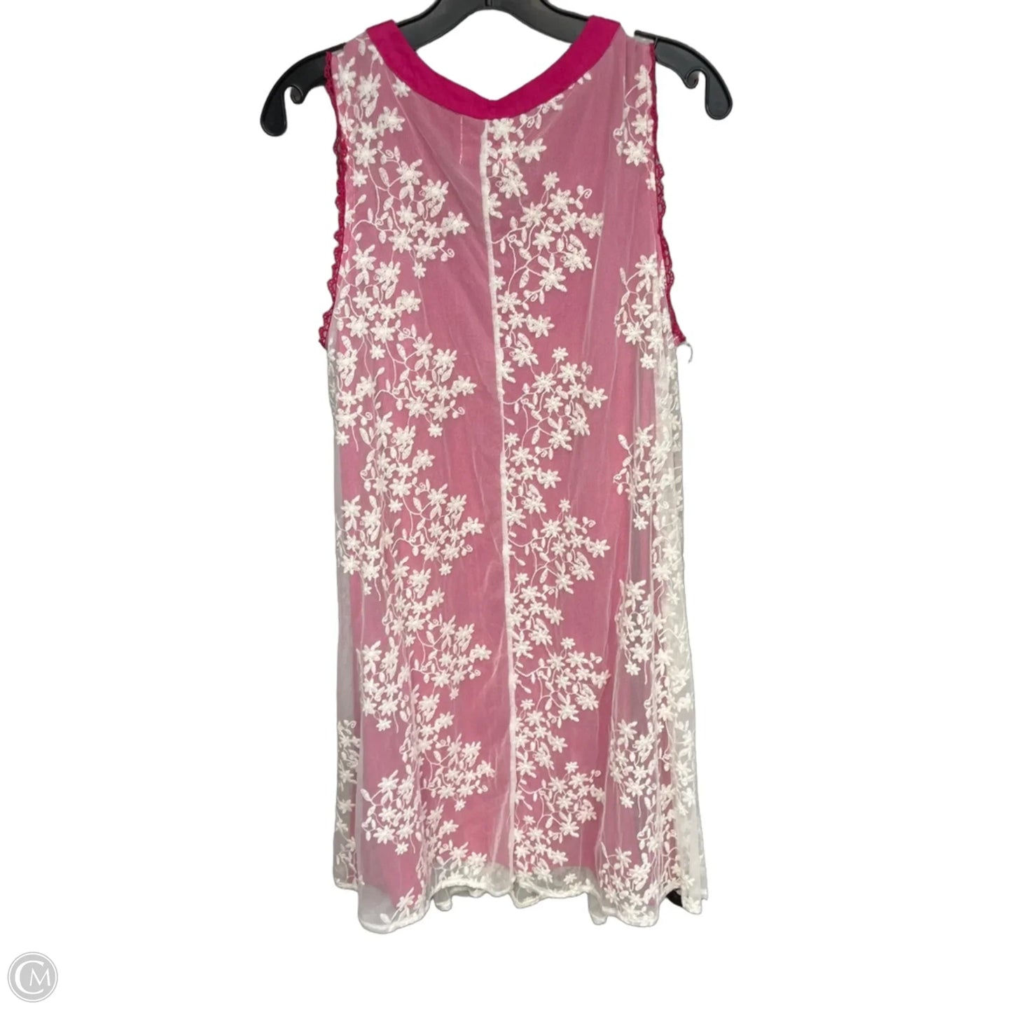 Dress Casual Short By Clothes Mentor In Pink & White, Size: M