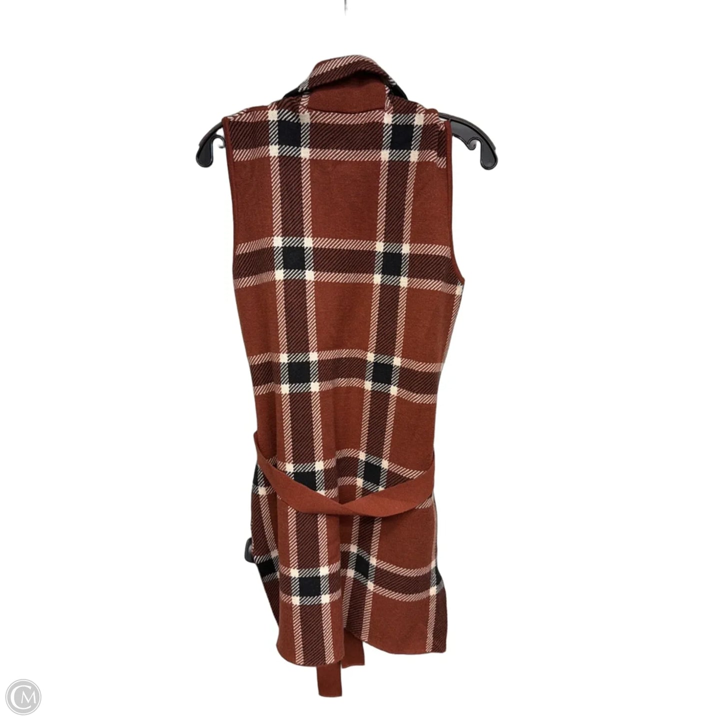 Vest Sweater By Adrienne Vittadini In Plaid Pattern, Size: S