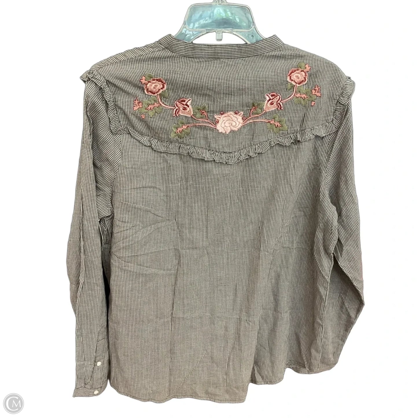 Blouse Long Sleeve By Lucky Brand In Brown, Size: L