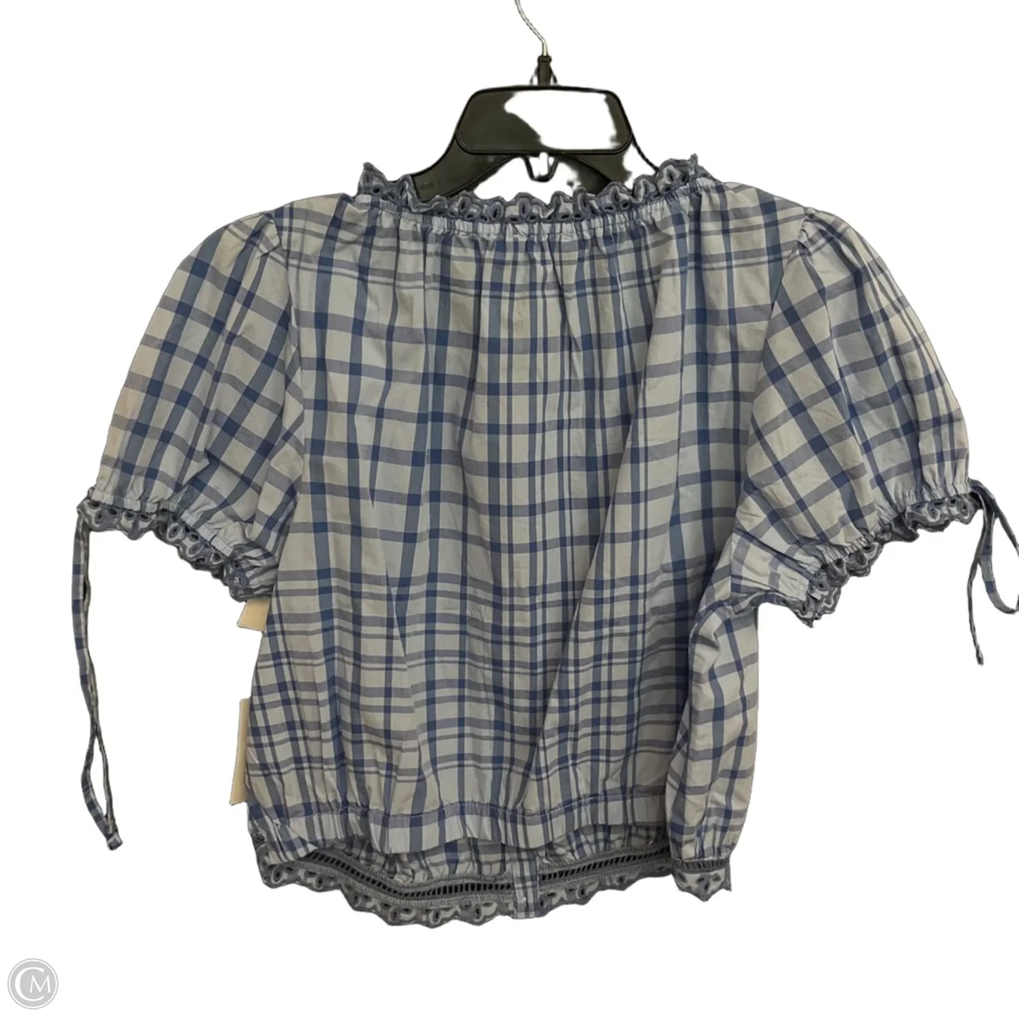 Blouse Short Sleeve By Free Assembly In Blue, Size: L