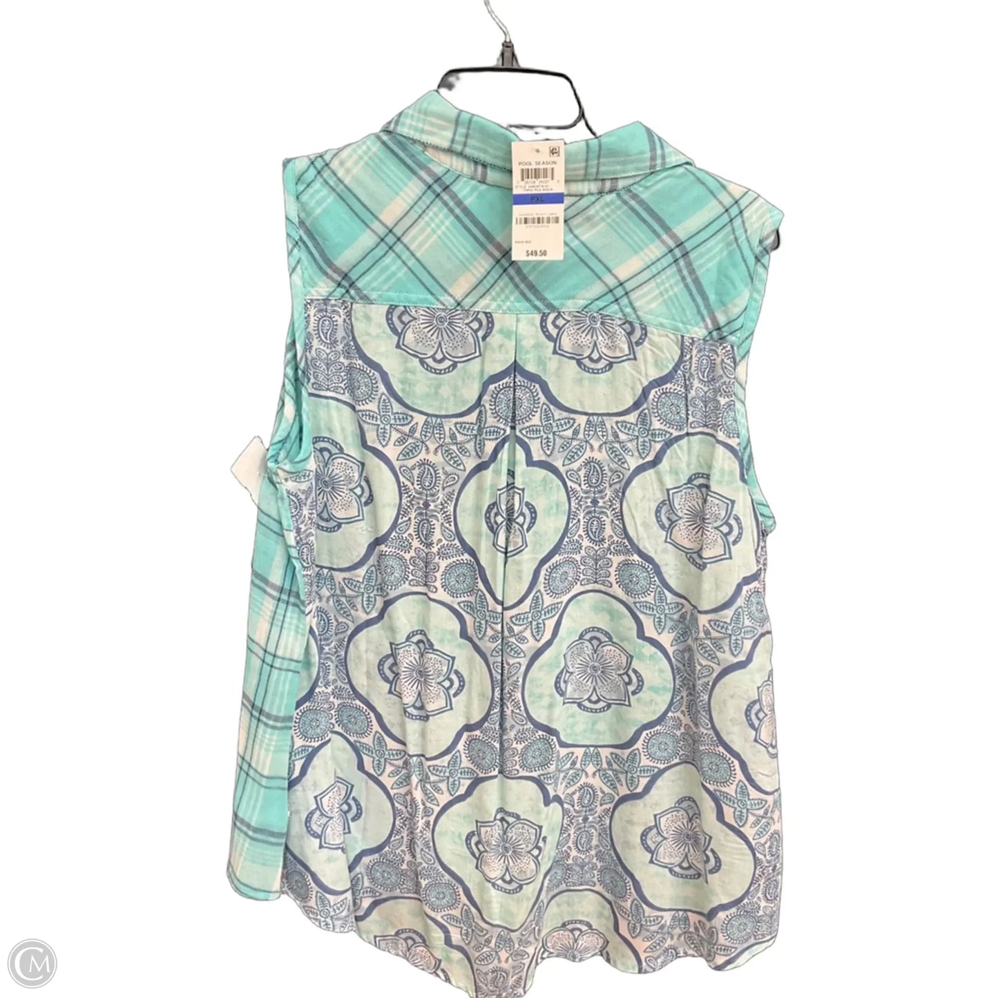 Blouse Sleeveless By Style And Company In Plaid Pattern, Size: Xlp